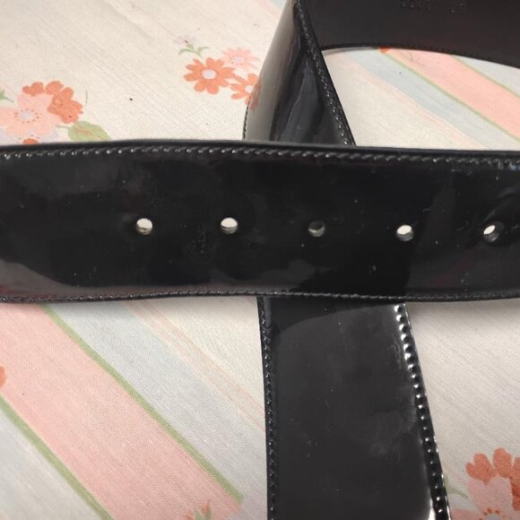 ❤️MIU MIU Italy Black Leather Wide Waist Belt Size 75 / 30 main image 4